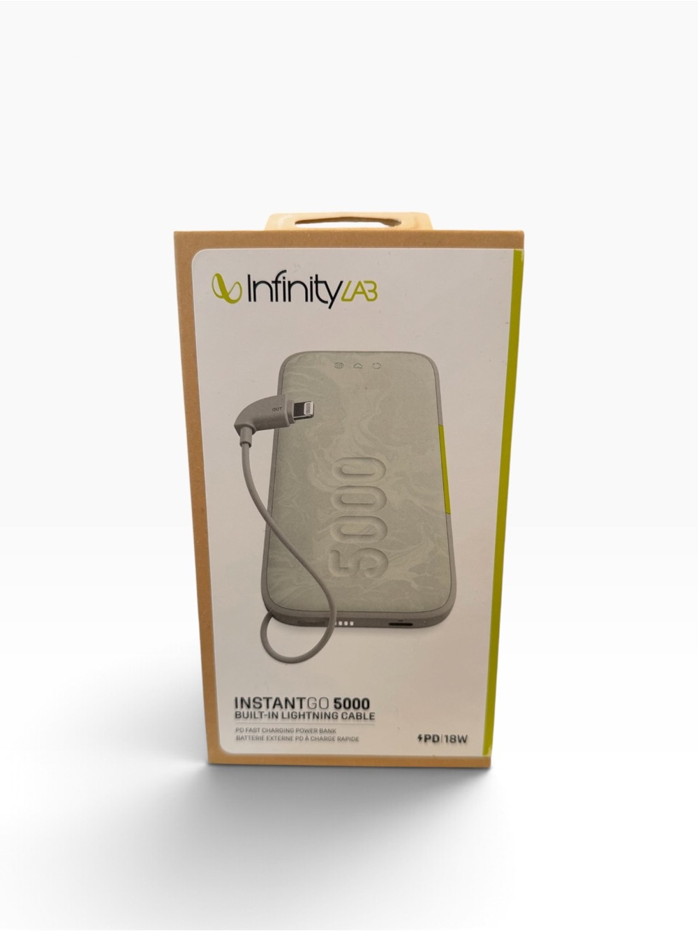 INFINITY InstantGo 5000 Power Bank with Built-In Lightning Cable - Gray